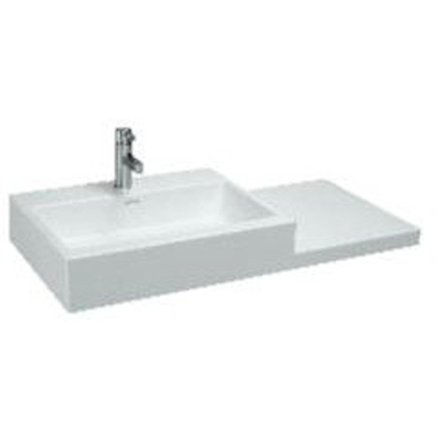 Laufen Living City wastafel 100x46x15.5cm 1 kraangat waskom links. planchet rechts met overloop. zonder decor keramiek wit