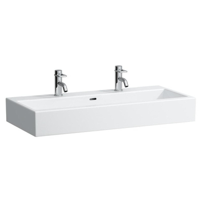 Laufen Living City Lavabo à poser 100x46cm 2 trous de robinet Blanc