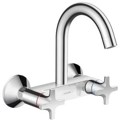 Hansgrohe Logis M32 Tweegreeps keukenmengkraan - wandmontage - met hoge uitloop - hoogglans chroom