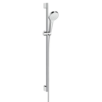 Hansgrohe Croma Select S glijstangset met Croma Select S 1jet handdouche EcoSmart 90cm met Isiflex`B doucheslang 160cm wit/chroom