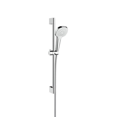 Hansgrohe Croma Select E Vario ensemble barre de douche avec douchette à main Croma Select E Vario EcoSmart 65cm avec flexible Isiflex`B 160cm blanc/chrome
