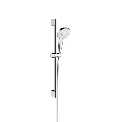 Hansgrohe Croma Select E ensemble barre de glissement avec douchette à main Croma Select E 1jet 65cm avec flexible de douche Isiflex`B 160cm blanc/chrome