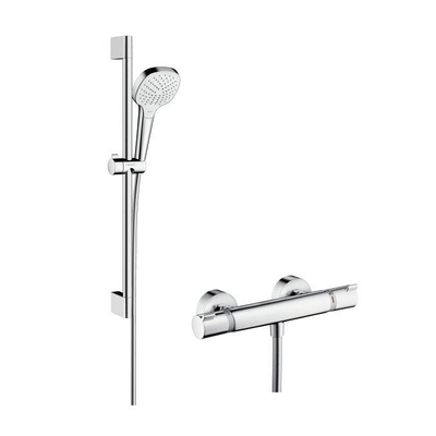 Hansgrohe Croma Select E Doucheset - glijstangset - croma select e vario - handdouche 65cm - Ecostat Comfort douchekraan - thermostatisch - wit/chroom