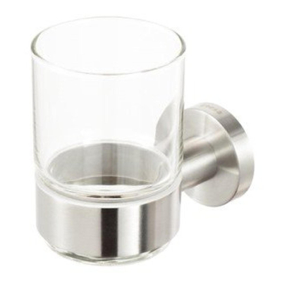 Geesa Nemox Porte-gobelet avec verre Acier inox brossé