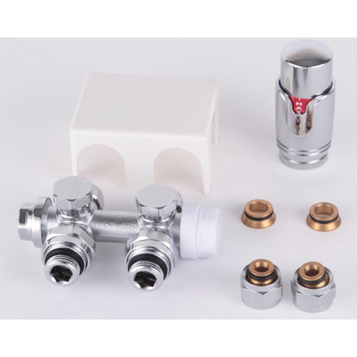 Royal Plaza bloc de raccordement universel avec bouton thermostatique capot blanc chrome