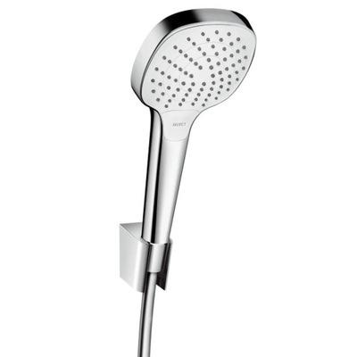 Hansgrohe Croma Select E Ensemble de douche PorterS avec douchette Croma Select E Vario avec support mural avec flexible de douche Isiflex`B 160cm blanc/chrome