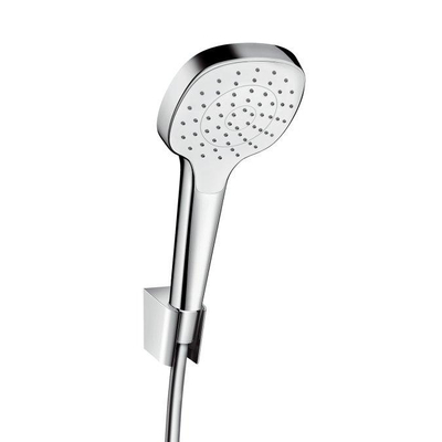 Hansgrohe Croma select e PorterS badset - met Croma - select E - 1jet - handdouche - met wandhouder - met isiflex B - doucheslang - 125cm wit/chroom - wit chroom