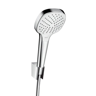 Hansgrohe Croma Select E Ensemble de douche PorterS avec douchette Croma Select E Vario avec support mural avec flexible de douche Isiflex`B 125cm blanc/chrome