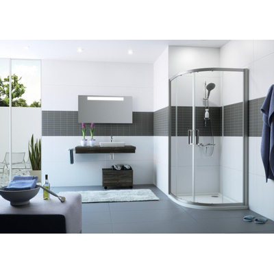 Huppe Classics 2 quart de rond avec porte coulissante 80 80x200cm r550 argent mat verre clair