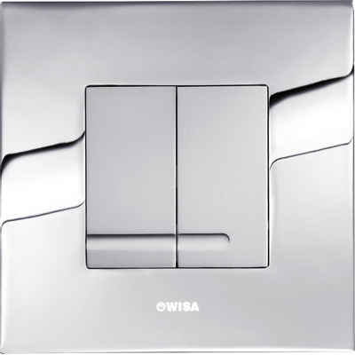 Wisa Delos Plaque de commande 16x16cm carré avec chasse d'eau double métal chrome mat brillant