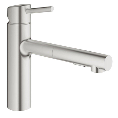 GROHE Concetto Mitigeur de cuisine - bec extensible - 2 types de jet - supersteel brossé