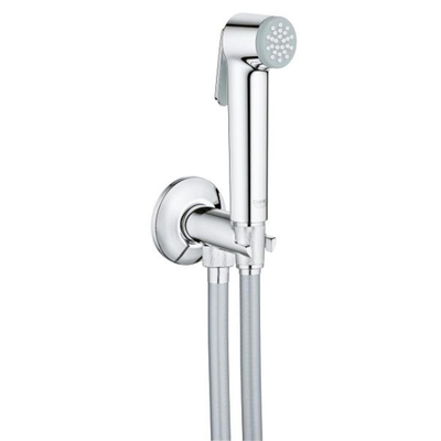 GROHE Tempesta-F Trigger Spray 30 Ensemble de douche - 1 type de jet - rond - avec support - avec robinet d'équerre intégré - corps lisse - 125 cm - chrome