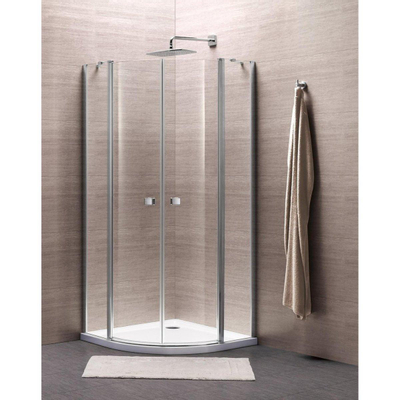 Royal Plaza Clever Cabine de douche quart de rond 90x90x195cm avec profilé chrome et verre clair Clean Coating