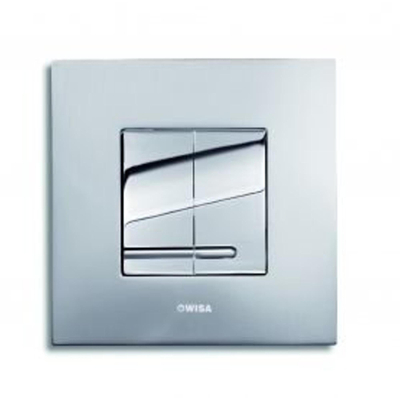 Wisa Delos Plaque de commande 16x16cm carré avec chasse d'eau double métal chrome brillant mat