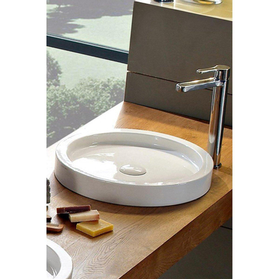 Royal Plaza Friens lavabo à poser rond 35cm sans trou pour robinetterie blanc