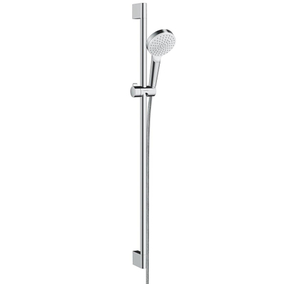 Hansgrohe Crometta Doucheset - 1jet - ecosmart - met Unica - glijstang 90 cm wit/chroom - wit chroom
