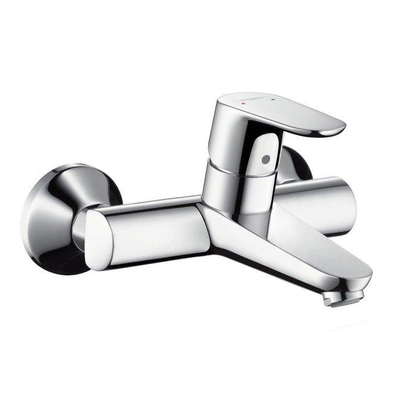 Hansgrohe Focus 1 greeps wastafelkraan - opbouw - wandmontage - zonder afvoer - hoogglans chroom