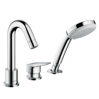 Hansgrohe Logis Afdekset - 3 gats badrandcombinatie - met handdouche - hoogglans chroom