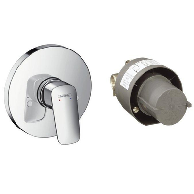 Hansgrohe Logis Douchemengkraan complete set - afbouwdeel - hoogglans chroom
