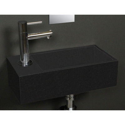Royal Plaza Dee 2.0 lave-mains 36x18 cm 1 trou de robinet à gauche sans trop-plein quartz noir