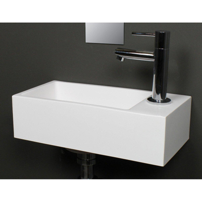 INK Versus Fontein - 36x18x9cm - wasbak links - 1 kraangat - polystone wit glans - licht beschadigd -OUTLET UDEN