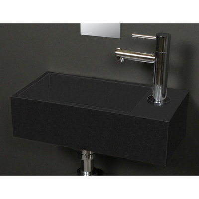 Royal Plaza Dee 2.0 lave-mains 36x18cm 1 trou de robinet à droite sans trop-plein quartz noir