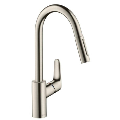 Hansgrohe Focus m41 Eengreeps keukenmengkraan - 240 met uittrekbare vuistdouche - 2 straalsoorten - rvs look