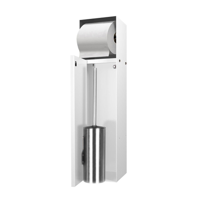 Looox Closed Porte-rouleau toilette réserve encastrable 14.5x61x14cm à daller blanc