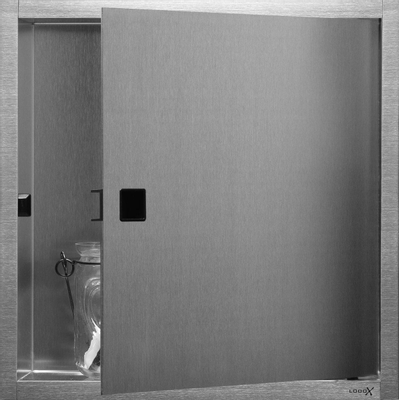 Looox BoX nis - 30x30x10cm - inbouw - met deur - rvs geborsteld