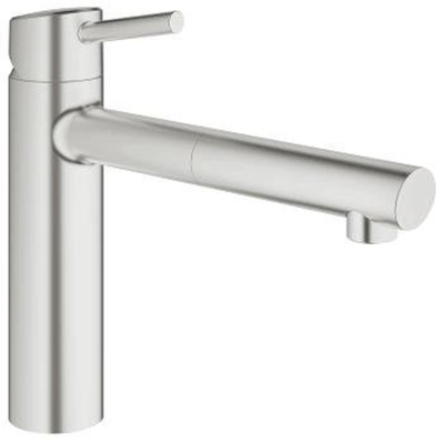 GROHE Concetto Mitigeur de cuisine - bec extractible - supersteel brossé