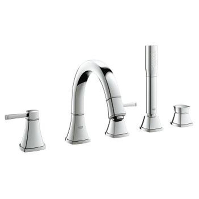 GROHE Grandera afbouwdeel 5 gats badrandkraan met baduitloop met omstel met handdouche en doucheslang 150cm chroom