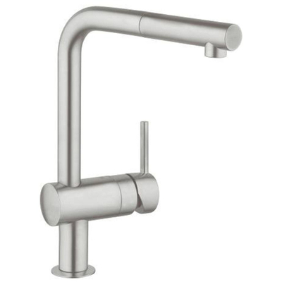 GROHE Minta Mitigeur de cuisine - haut - bec en L extensible - SuperSteel brossé