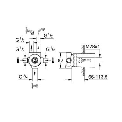 Grohe Ondus Universeel Inbouwdeel - voor omstelkraan 5 functies - keramisch