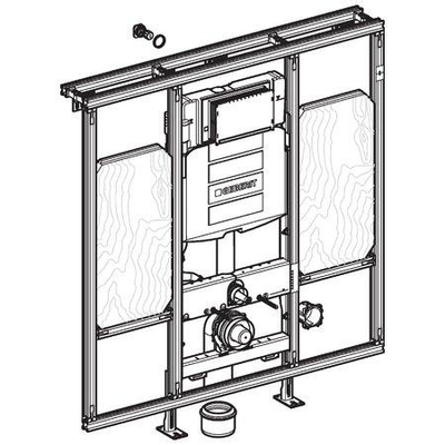 Geberit GIS easy Module voor wand wc 120cm Sigma inbouwreservoir 12cm drempelloos en montageplaat voor armsteunen.