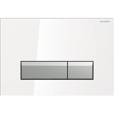 Geberit Sigma40 bedieningplaat, 2-toets spoeling frontbediening voor toilet 26.6x18.2cm wit glas / aluminium OUTLETSTORE