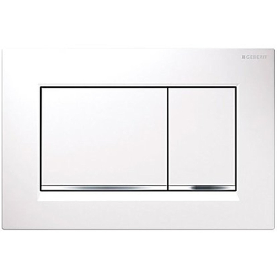 Geberit Sigma20 bedieningsplaat - 2-toets spoeling - rechthoekige knoppen - wit/glans chroom/wit - dualflush - glans wit