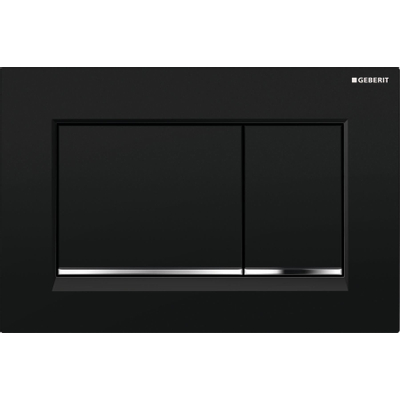 Geberit Sigma20 bedieningsplaat - 2-toets spoeling - rechthoekige knoppen - zwart/glans chroom/zwart - dualflush - glans zwart