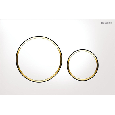 Geberit Sigma20 bedieningplaat, 2-toets spoeling frontbediening voor toilet 24.6x16.4cm wit goud wit OUTLETSTORE
