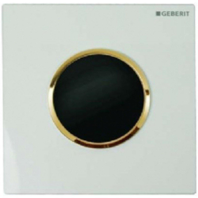 Geberit Type10 urinioir bedieningsplaat - batterij - ronde knop - wit/verguld - wit goud