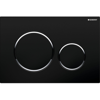 Geberit Sigma20 bedieningsplaat - 2-toets spoeling - ronde knoppen - zwart/glans chroom/zwart - dualflush - glans zwart