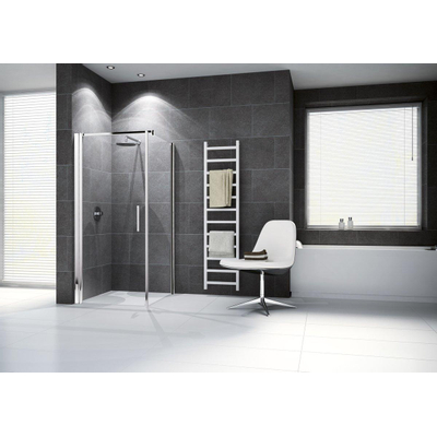 Novellini Giada paroi fixe F 87 90x195cm profil chrome mat et verre transparent