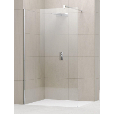 Novellini Giada paroi de douche à l'italienne H 110x195cm avec barre de fixation murale 100cm profil chrome mat et verre transparent