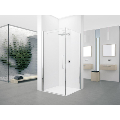 Novellini Young 2.0 FG paroi latérale 89/91x200cm pour porte pivotante G et porte pliante 2GS avec profil chromé mat et verre transparent
