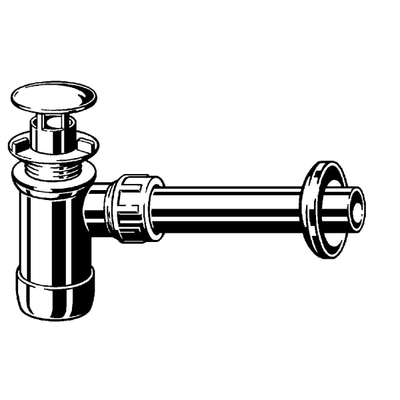 Viega siphon à cloche avec tube plongeur extractible 5/4 avec tube mural et rosette chrome
