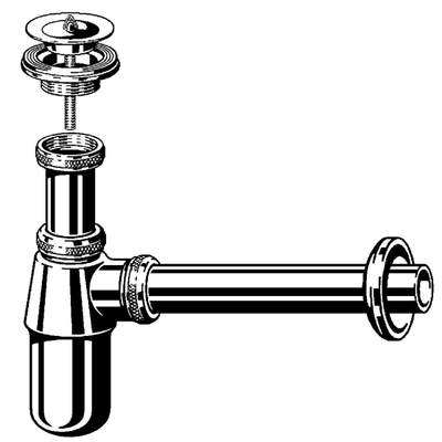 Viega bouchon universel siphon bouteille incluant tube mural rallongé et rosace 5/4x25cm chrome
