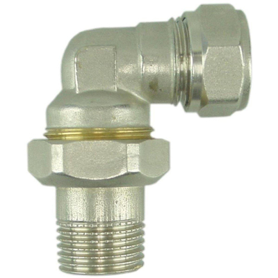 Riko raccord de radiateur 3 pièces 1/2x15 à compression coudé nickelé