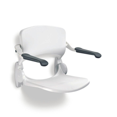 Handicare Handicare Linido siège de douche avec dossier et accoudoirs avec assise en plastique rabattable blanc