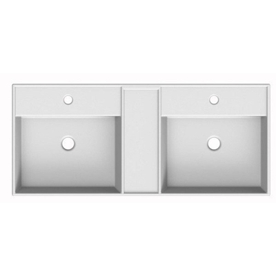 Royal plaza Legato dubbele wastafel 106x46cm2x kraangat wit met 2x wastafelkraan en afvoerplug chroom SHOWROOMMODEL