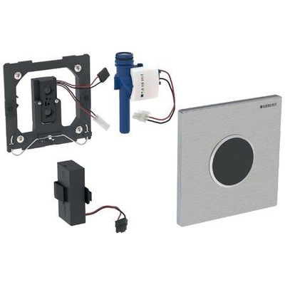 Geberit Type10 urinioir bedieningsplaat - batterij - ronde knop - rvs geborsteld/gepolijst/e-to-clean - geborsteld rvs