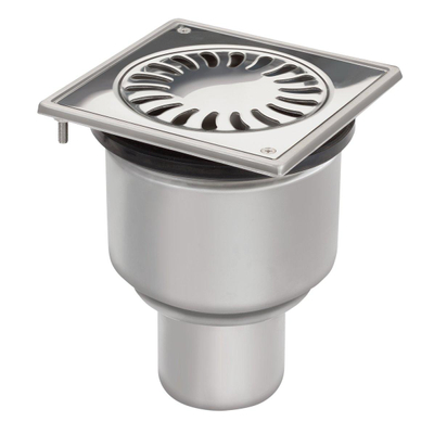 Van Den Berg siphon de sol 15,6x15,6cm sortie verticale 75 mm inox